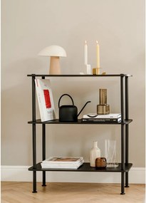 Fekete polcos állvány tölgyfa dekorral 80x90,5x35 cm Teidi – noo.ma