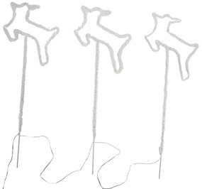 3 darabos karácsonyi reflektor szett fehér szarvas LED-del és időzítővel IP44 - Shika