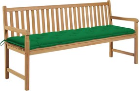 vidaXL tömör tíkfa kerti pad zöld párnával 175 cm