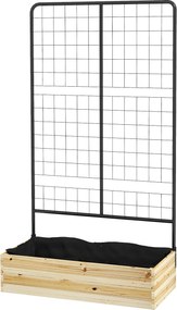 Outsunny magaságyás trellisszel, fából készült növényláda, fűszerágyás, virágláda kerthez, erkélyhez, natúr fa, 80 x 38 x 145 cm | Aosom