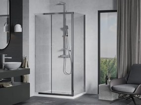 Mexen Apia 120 x 90 cm-es, átlátszó, króm eltolható zuhanykabin + Flat zuhanytálca - 840-120-090-01-00-4010