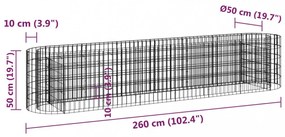 horganyzott vas gabion magaságyás 260 x 50 x 50 cm