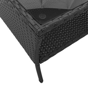 2 személyes fekete polyrattan kerti kanapé asztallal&amp;párnával