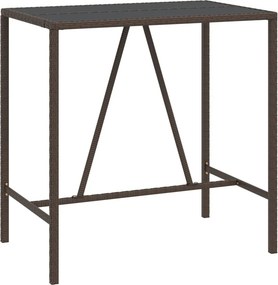 vidaXL barna polyrattan üveglapos bárasztal 110 x 70 x 110 cm