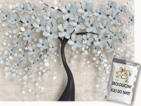 Fotótapéta Flizelina Absztrakt 3D Fa Fehér Virágok 100x75 ragasztó