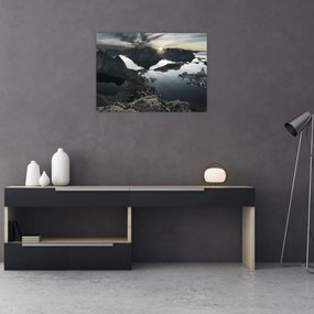 Üveg kép - Norvég hegyek (70x50 cm)