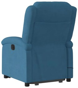 kék bársony felállást segítő dönthető masszázsfotel
