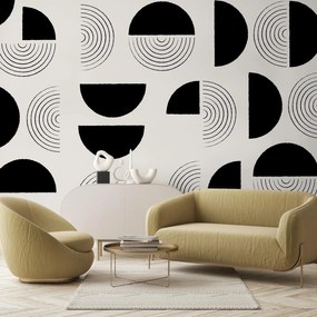 Fotótapéta – Absztrakt fekete-fehér körök (147x102 cm)