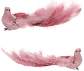 Rózsaszín páva klipszel, 25 x 8 x 6 cm, 4 darabosszett