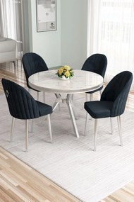 Mos étkezőgarnitúra, fehér márvány-króm, 90 cm – TR240CHR2925