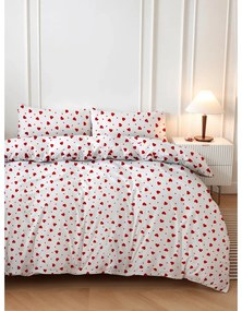 Piros-fehér kétszemélyes ágyneműhuzat 200x200 cm Love Heart – Mijolnir