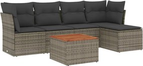 vidaXL 6 részes szürke polyrattan kerti ülőgarnitúra párnákkal