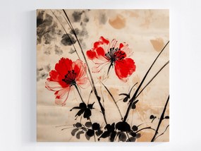 Vászonkép Canvas Grafika Virágok Pipacsok Piros Minimalizmus 40x40