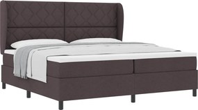 vidaXL Boxrugós ágy matracmal sötétbarna 200 x 200 cm szövet