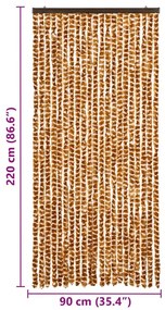 okkersárga és fehér zsenília rovarfüggöny 90 x 220 cm