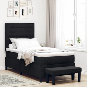 Box Spring Ágy Matraccal és Pad Fekete 80x200 cm Szövet