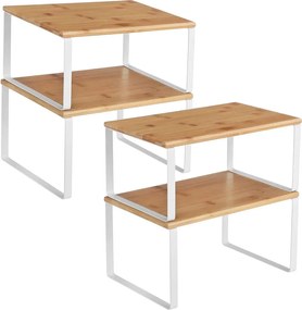 Konyhai tároló polc szett, 4 darab, egymásra rakható, bézs