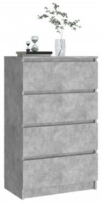 betonszürke szerelt fa tálalószekrény 60 x 35 x 98,5 cm