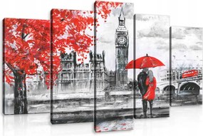 Vászonkép 100x60 London Big Ben Parlament Temze eső ősz városkép