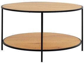 Vita dohányzóasztal tölgyhatású, fekete kerettel Ø80x45 cm