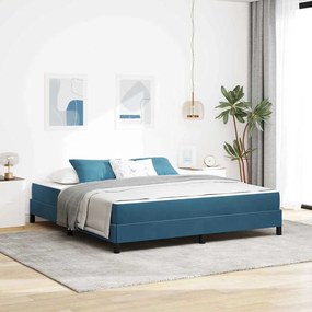 Boxspring ágy matraccal Sötét kék 180 x 200 cm Bársony