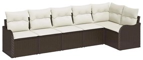vidaXL Kerti Kanapé Szett 6 pcs Barna polirattan