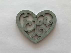 Kreatív hobbi lézervágott fa dekoráció áttört szív zöld 6x5cm