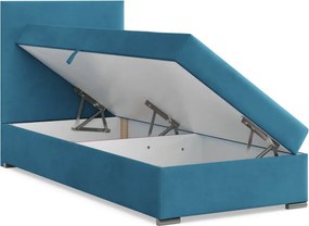 Agen egyszemélyes ágy, bársony, ágyneműtartóval, zöld