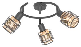 Design mennyezeti lámpa fekete arannyal 3-lámpás kerek - Noud
