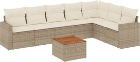 vidaXL 8 részes bézs polyrattan kerti ülőgarnitúra párnával