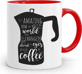 Barista Kávézó Bögre Piros, fényképes nyomattal