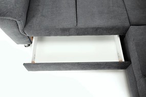 Kinyitható ülőgarnitúra, szürke szövet, balos, SANTIAGO