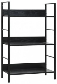 3 szintes fekete szerelt fa könyvespolc 60 x 27,6 x 90,5 cm