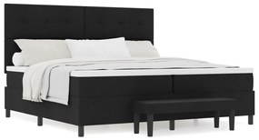 Boxspring ágy matraccal és paddal fekete 200x200 cm szövet