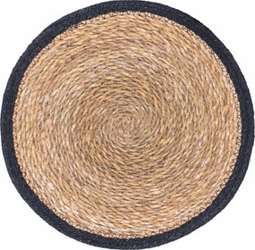 Konyhai tányéralátét kerek Wicker fekete 30 cm Boho