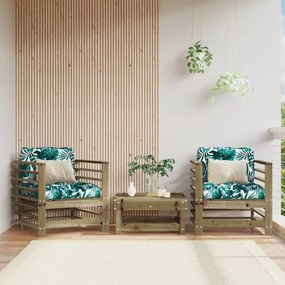 2 db tömör impregnált fenyőfa kerti szék párnákkal