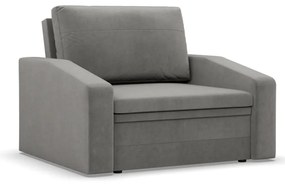Vertico fekvőfotel, 90 cm széles, bársony, világosszürke