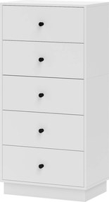 HOMCOM 5 Fiókos Komód Modern Stílusú Tároló Szekrény Fából, 47 x 29 x 95 cm, Fehér | Aosom