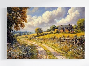 Vászonkép Canvas Tájkép Rusztikus Szabadtéri Falu Ház Út Nyár 120x80