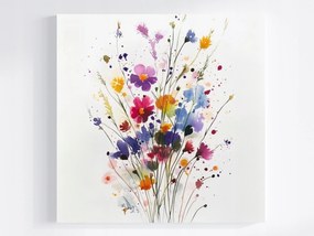 Vászonkép Canvas Akvarell Természet Színes Virágok Csokor 40x40