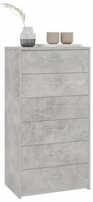 6-fiókos betonszürke szerelt fa tálalószekrény 50 x 34 x 96 cm