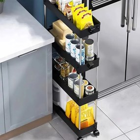 Praktikus kerekes polc - fekete