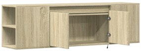 sonoma tölgy színű fali TV-szekrény LED-ekkel 135x31x39,5 cm