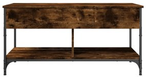 füstös tölgy szerelt fa és fém dohányzóasztal 100 x 50 x 50 cm