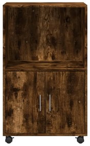 füstös tölgy színű szerelt fa kerekes szekrény 55 x 40 x 91 cm