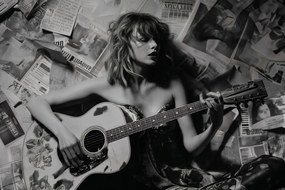 Poszter 30x20cm Fiatal gitárosnő