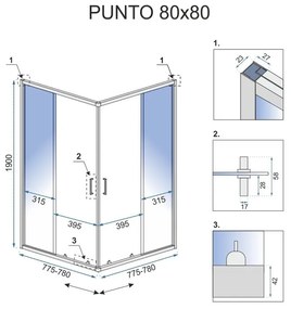 Zuhanykabin Rea Punto black 80x80