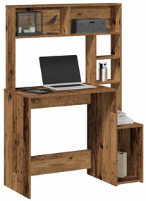 vidaXL antik fa színű szerelt fa íróasztal polcokkal 100x45x140 cm