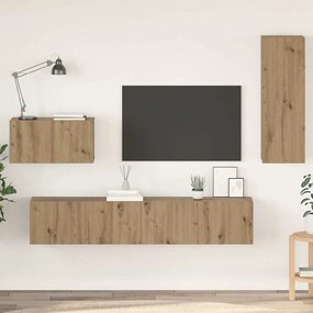 Fali TV Szekrény 4 pcs kézműves tölgy 200 x 30 x 30 cm