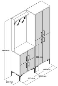 Előszobafal Berlin BA - Diós, Fehér Marble